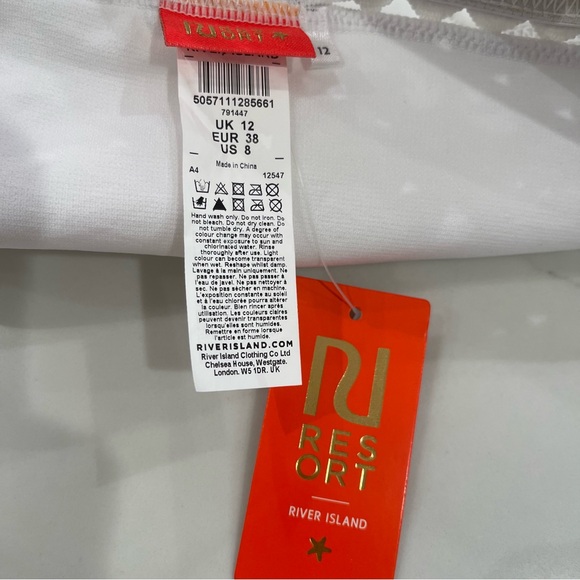 NWT RU Resort White Cut Out Bikini Bottom with Gold Accents - Picture 10 of 15